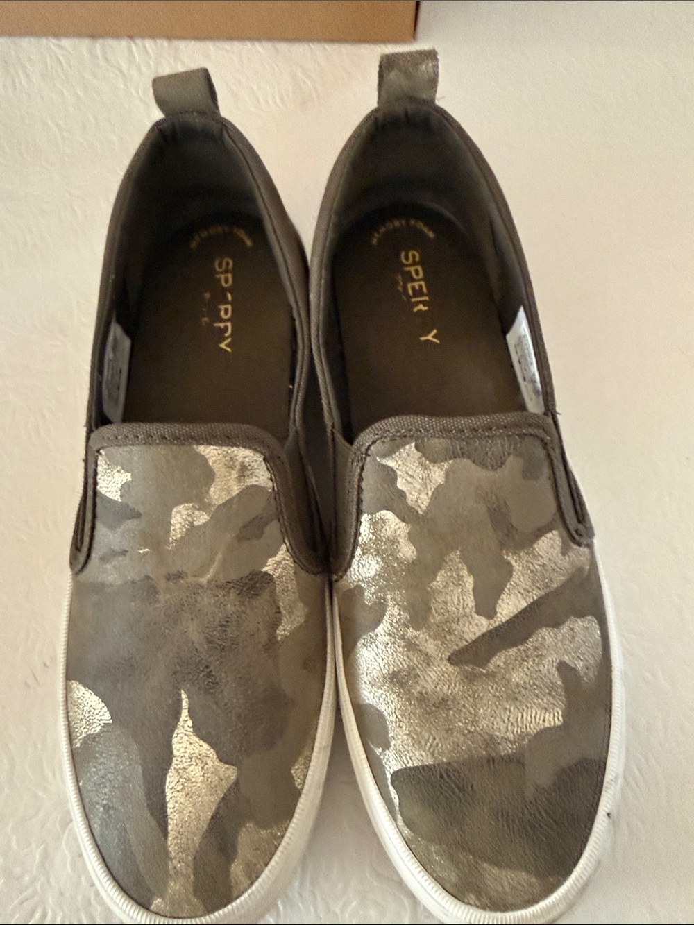 Sperry Women’s Green/tan Camo Slip-On Sneakers